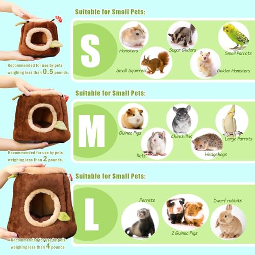 Guinea Pig Hideout Hamster Cage Accessories,Stump Style Soft Washable Hedgehog,Ferret,Rat Hammock for Cage,Chinchilla,Ferret, Bunny Bed,Small Animal Houses & Habitats(M) - size: Medium