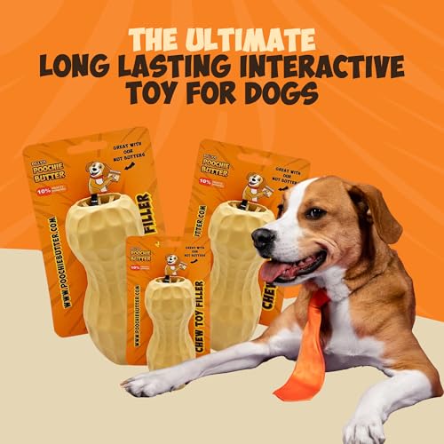 Poochie Butter Natural Peanut Butter Dog Treat Toy - Fillable Chew for Dogs