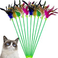 Interactive Cat Wand Feather Toys, 10 Pieces Feathers Stick Cat Toys for Indoor Cats Play - color: 10PCS Cat Wand Toys