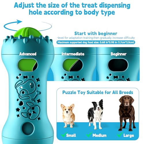 PETSTA 2 Pack Dog Puzzle Toys, Adjustable Treat Dispensing Slow Feeder Toy, Interactive Dog Enrichment Toy for Brain Stimulation and Boredom Relief - color: 2 Pack(Blue & Purple)