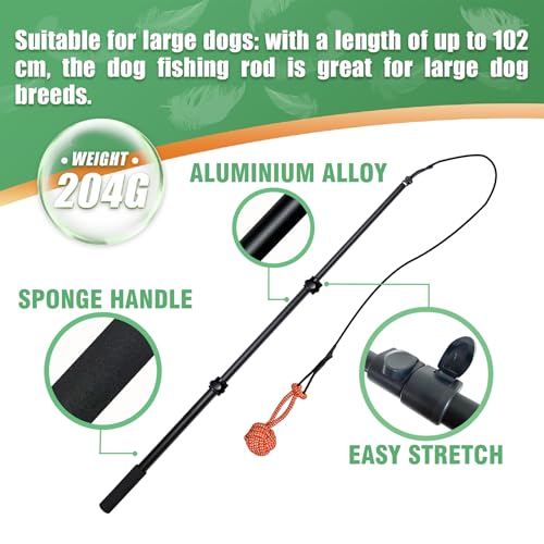 Flirt Pole for Dogs Heavy Duty 40inch Extendable Aluminum Alloy Dog Flirt Pole for Large/Medium/Small Dogs,Interactive Dog Toys for Indoor/Outdoor - size: 40in/3-section