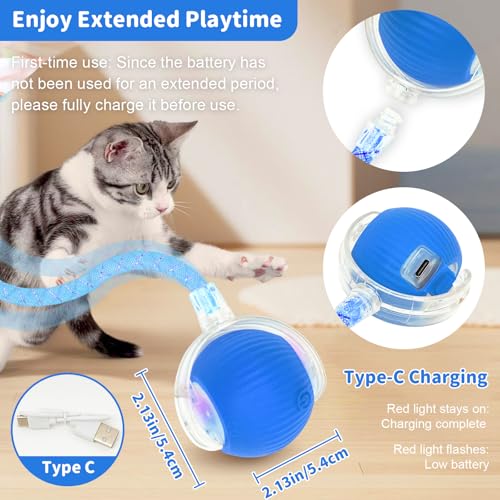 Cat Toys for Indoor Cats Smart Automatic Ball Moving Chase Dogs Toy, Blue - color: B2-Blue Dragonfly