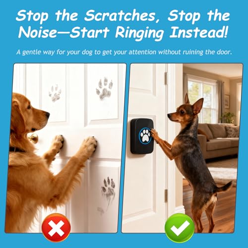 Edge Touch Dog Bell – Blk Wireless Dog Door Bell (1 Bell & 1 Chime) - color: 1 Bell & 1 Receiver