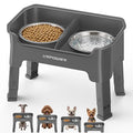 URPOWER Mess Proof Elevated Dog Bowls, Splash Guard Raised Bowl Stand - color: Grey, size: Small