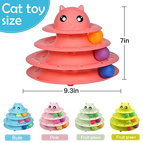 UPSKY 20 PCS Cat Toys Set with Teaser, Mice, Spring, and Various Ball Toys - color: B-Red
