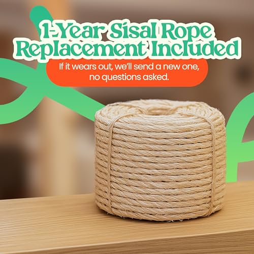 35" Solid Wood Cat Scratching Post, Stop Replacing Cheap Post