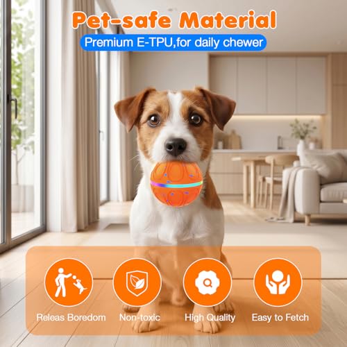 Interactive Dog Toys Ball – Automatic 3-Modes Active Rolling Balls (Orange) - color: Orange