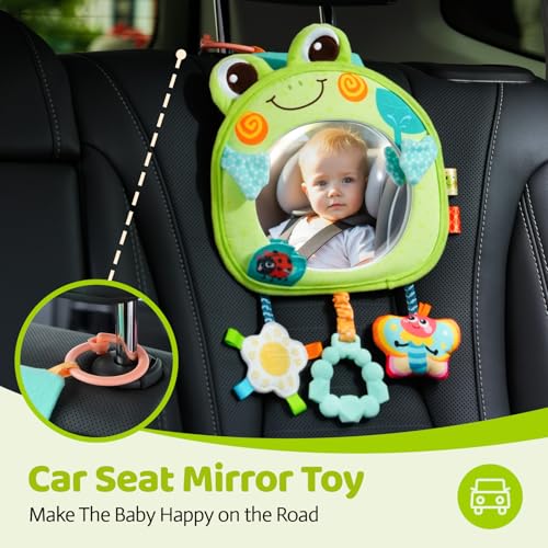 Jollybaby Car Seat Rear Facing Mirror Hanging Toy for Baby Road Trip - Frog