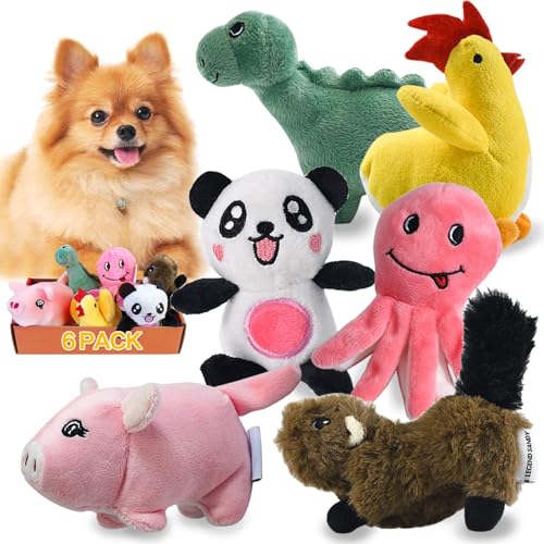 Squeaky Plush Dog Toy 6 Pack for Puppy, Small Stuffed Puppy Chew Dog Toys - color: 6 Pack
