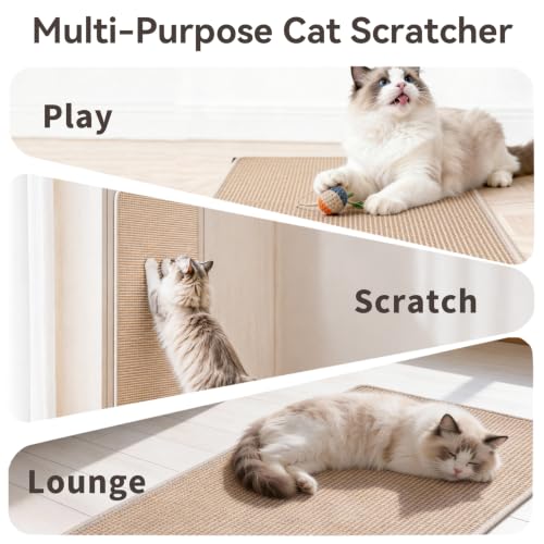 Large Cat Scratcher Mat, 39.3"×23.6" Sisal Cat Scratch Pad - color: Beige, size: 1 Pack-39.3"x23.6"