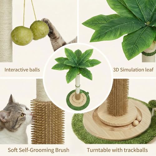 Tall Cat Scratching Post 46" Cat Scratcher Tree with Heavy Base and Ball