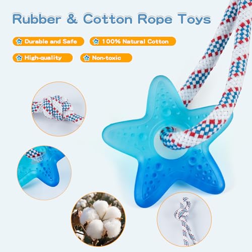 Dog Chew Toys for Aggressive Chewers, Multiple Textures & Rope, ndestructible Tough Durable Interactive Dog Toys, Puppy Chew Toys for Teething， Blue Five-Pointed Star - style: Star Shape