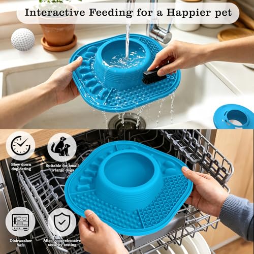 Dog Lick Bowl with Interactive Rolling Ball & Slow Feeder