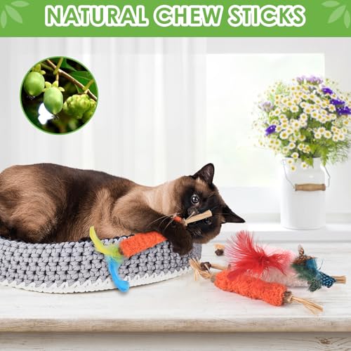 TINDTOP Cat Chew Toys, 6 Pack Silvervine Catnip Sticks for Kittens - color: 6 Pack