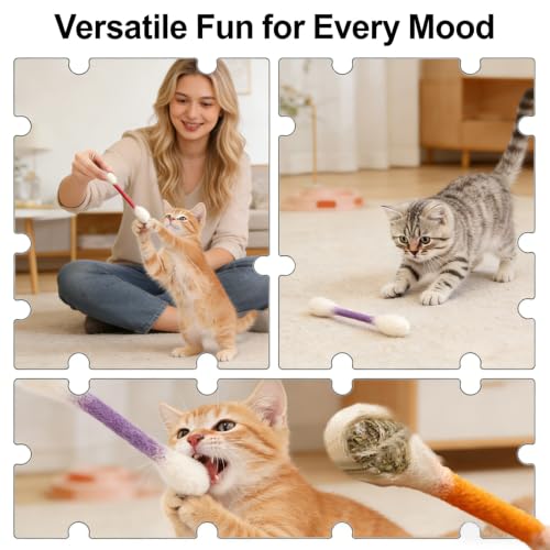Giant Cotton Swabs Cat Toys with Catnip 6 Pk (A) - color: A