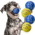 E-TPU Dog Balls, Tough High-Bounce Floating Fetch Toys, 2 Sizes - color: Blue & Yellow (4-Pack), size: Small (2.5" diameter)