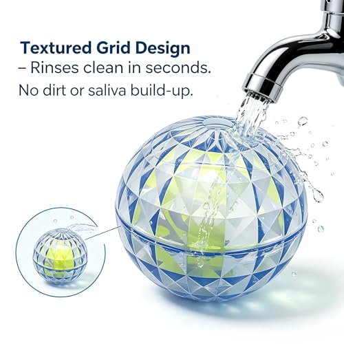 Squeaky Dog Balls 3-Pack, Ball-in-Ball Design with Inner Tennis Ball, Squeeze-to-Squeak TPR Chew Toys, High-Bounce Floating Fetch Balls for Pool Beach Training, Easy-Clean Puppy Teething Toy