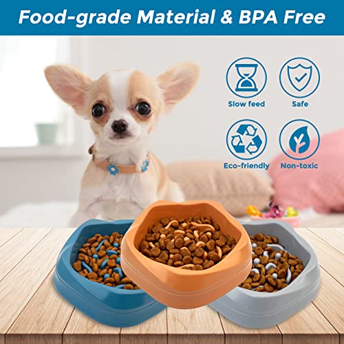 VANNON Slow Feeder Dog Bowls Non Slip Puppy Bowl Durable Dog Puzzle Feeder Bloat Stop Food Bowls for Puppy and Small Dogs, BPA Free, 2 Cups, Orange - color: F-Orange-Small-2Cups