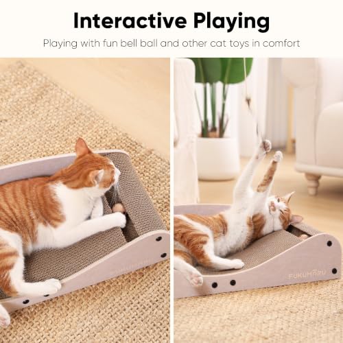 FUKUMARU Cardboard Cat Scratcher Bed, Extra Large 29.1 Inch Cat Scratch Pad - color: Light Camel
