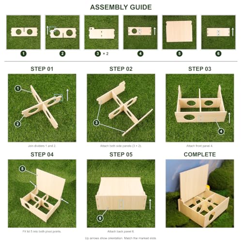 Wooden 4-Chamber Hamster Maze Hideout with Lift-Up Lid
