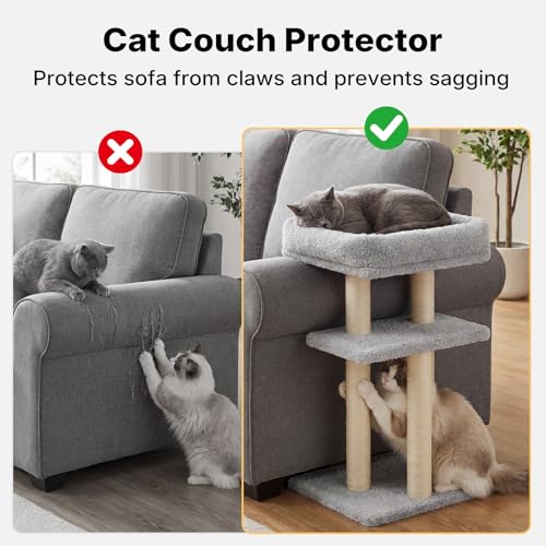Veehoo Cat Perch with Cat Scratching Post, Couch Corner Protector for Cats