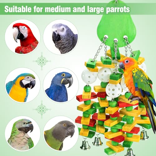 Large Bird Parrot Toys for Cockatoos African Grey Macaws Amazon Parrots - color: Green