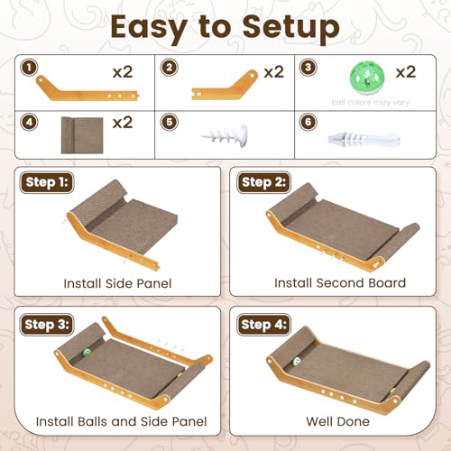 Cat Scratching Board Pad 24" Large Horizontal Bed with Ball Track