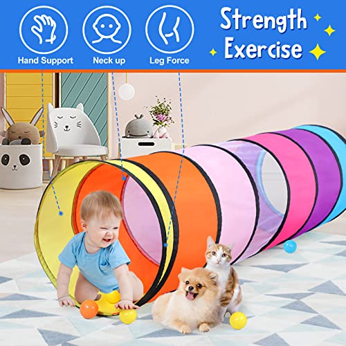 SweHouse Colorful Play Tent Tunnel for Babies, Toddlers, Kids - with Mesh Windows, Indoor Outdoor Pop Up Tunnel Toy Gift - style: Pink