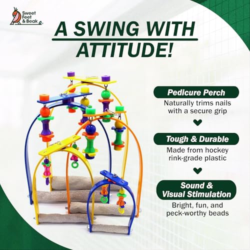 Sweet Feet and Beak Whirly Bird Swing, Small Indoor Pedicure Perch - size: Small