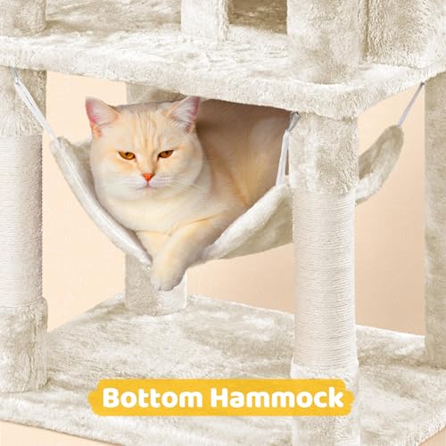 Yaheetech 67in Multi-Level Cat Tree Tower with Dangling Teaser Toys - color: Beige