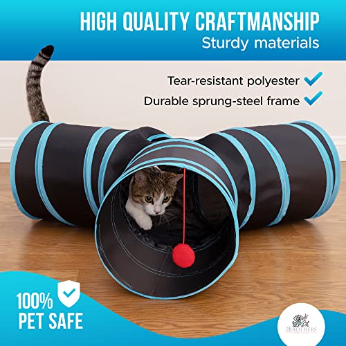 3-Way Cat Tunnels for Indoor Cats - Rabbit Hideouts - Durable and Collapsible Cat Tubes for Active Play (Pink) - color: Pink