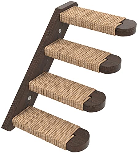 Cat Steps - Solid Rubber Wood Cat Wood - Wall Mounted Cats Shelves - color: Brown