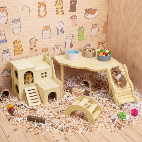 Breezehug 4 Pcs Hamster Cage Accessories Hamster Platform Toy, Villa - style: Villa
