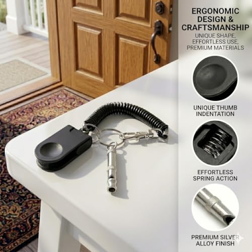 Dog Training Clicker and Whistle Set, 2-in-1 Positive Reinforcement Tool for Puppies, Dogs and Cats, Behavior Correction Device, Dog Training Tool Kit, Black