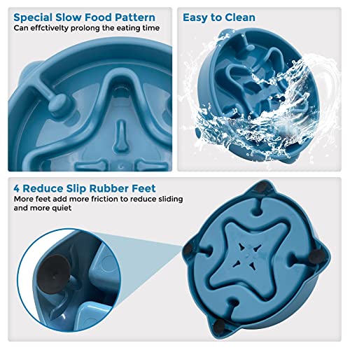 VANNON Slow Feeder Dog Bowls Durable Puzzle Feeder Non Slip Dog Food Dish Bloat Stop Food Bowls for Small Medium Dogs, 3 Cups, BPA Free, Blue - color: G-Blue-Medium-3Cups