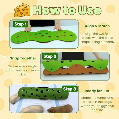 2Pack Guinea Pig Tunnel and Tube, Washable Felt Hideout, Green&Gray - color: Green&Grey