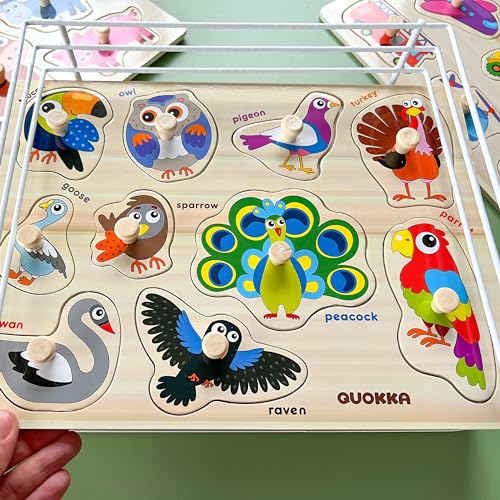 Wooden Puzzles for Toddlers 1-3 - 6X Set Toddler Puzzles Ages 2-4 with Rack - color: Set of 6