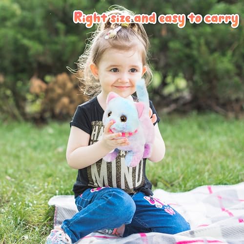 Easfan Rainbow Walking Kitty Cat Interactive Plush Toy Gift for Kids 7.5" - style: Rainbow Cat