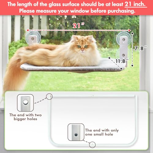 AMOSIJOY Foldable Cat Window Perch with Metal Frame, S Gray - color: Gray, size: Small