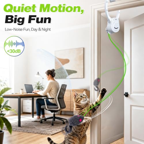 Interactive Cat Toys, Clip-On Automatic Flying Bird& Mouse for Indoor Cats
