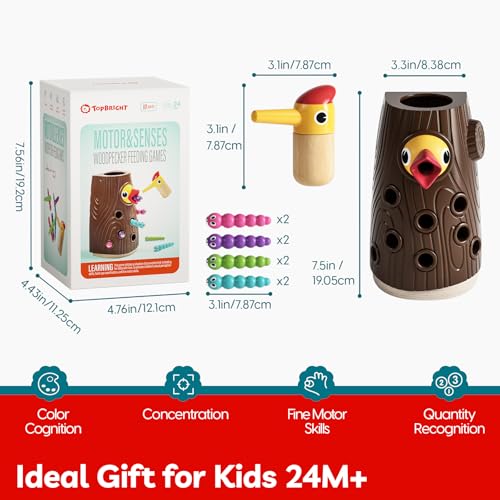 TOP BRIGHT Montessori Toys for 2 Year Old, Magnetic Bird Feeding Game
