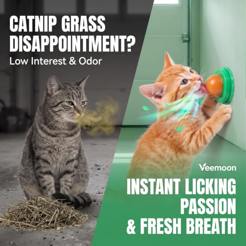 Veemoon 3pcs Catnip Balls, Cat Lickable Treats Toy Kitty Pet Candy Snack