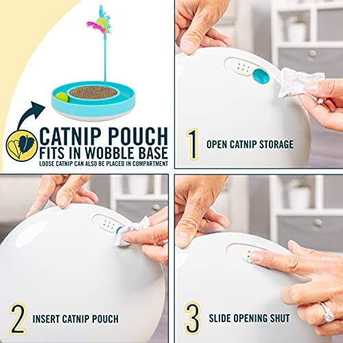 OurPets Wobble Scratch Track Cat Toy - Interactive Cat Toys for Indoor Cats with Ball Track That Rolls; Feather Wand and Scratcher Pad. Great as a Kitten Toy for Self Play to Keep Them Busy - size: Medium, style: Scratch Track
