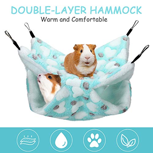 Boao 2 Pcs Guinea Pig Rat Hammock for Pet, Mint Green, Pink, Heart Pattern