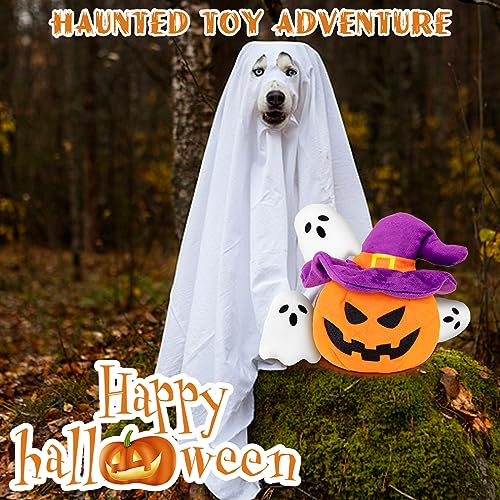 lilfrd Halloween Dog Toys, Pumpkin Ghost Hide & Seek Squeaky Toy - style: Pumpkin