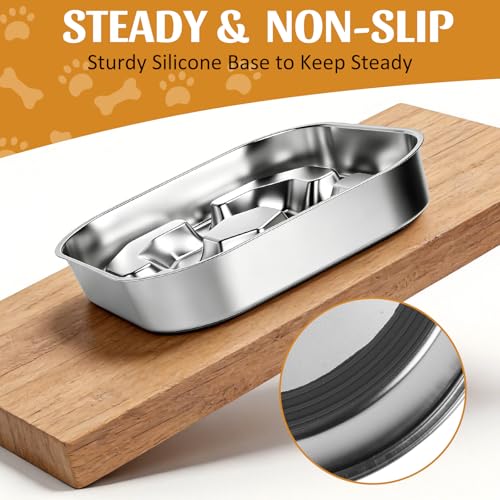 Stainless Steel Slow Feeder Dog Bowls with Non-Slip Rubber Base, 1 Pack