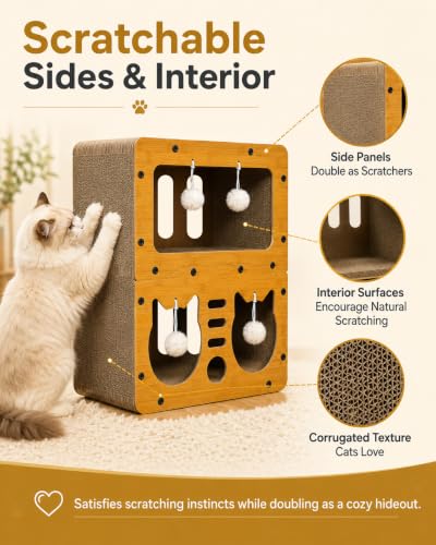 Cardboard Cat Scratcher House for Small Cats and Kittens