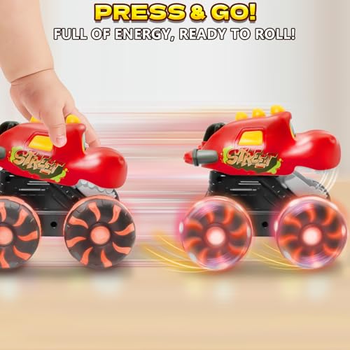Intoypad Red Chomping Dino Monster Truck Toy – Press and Go Car Truck - color: Red