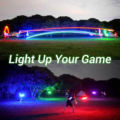 TOSY Flying Disc - 16 Million Colors RGB LEDs, Extremely Bright, Smart Modes, Camping Essentials for Teens/Kids/Adults/Men/Boys/Girls, Auto Light Up, Rechargeable, Waterproof, 175g