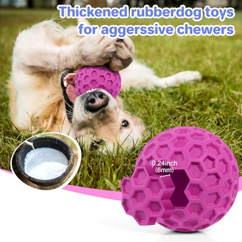 DISSKNIC Tough Squeaky Dog Balls Puppy Toys, Interactive Dog Toys for Small Dogs, Puppy Chew Toys for Teething and Relax, Dogs Chew Toy Small Balls Dog Toys for Small Breed, Outdoor Dog Toy for Dogs - color: Rose Red, size: Small